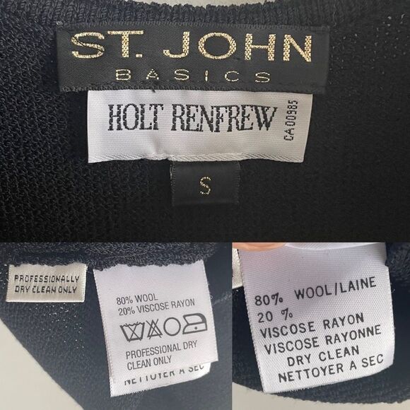 ST JOHN Black Wool Knit Scoop Neck Sleeveless Tank Top Sweater S - Picture 5 of 5